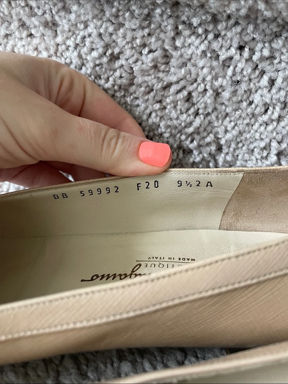 Salvatore Ferragamo Beige Leather Loafers with Gold Hardware